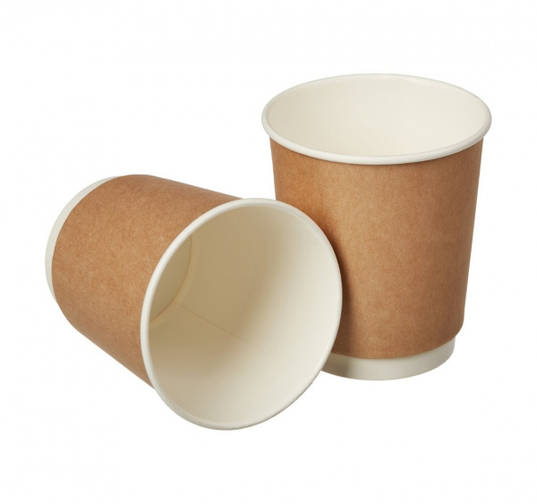 Двухслойный крафт бумажный стакан с технологией ThermoCup 300 мл для больших порций чая и кофе, латте, капучино 90*60*111 мм
