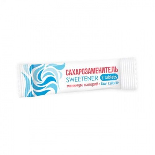 Заменитель сахара 2 таблетки в стиках стандартный дизайн в коробках по 1250 штук
