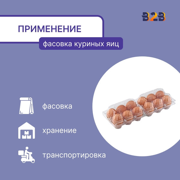 Упаковка для куриных яиц, 12 ячеек (пластик)
