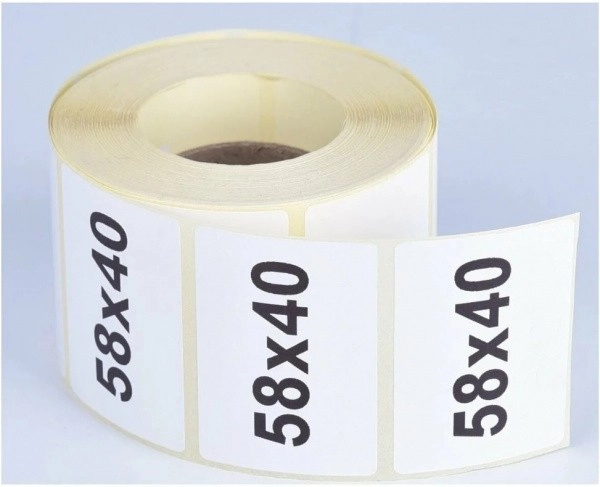 Термоэтикетки 58х40 мм ЭКО (диаметр втулки 40 мм, 5 рулонов по 700 этикеток)